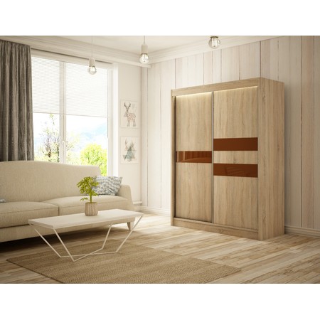 Kvalitní Šatní Skříň Arrow 150 cm Dub Sonoma Čokoláda Furniture
