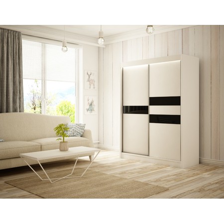 Kvalitní Šatní Skříň Arrow 200 cm Bílý Mat Čokoláda Furniture