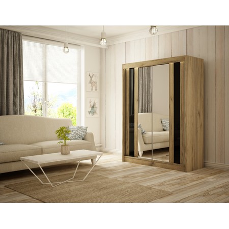 Kvalitní Šatní Skříň Como 150 cm Černá Dub craft Furniture