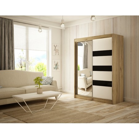Kvalitní Šatní Skříň Lotse 120 cm Černá Dub Craft/ Bílý Mat Furniture