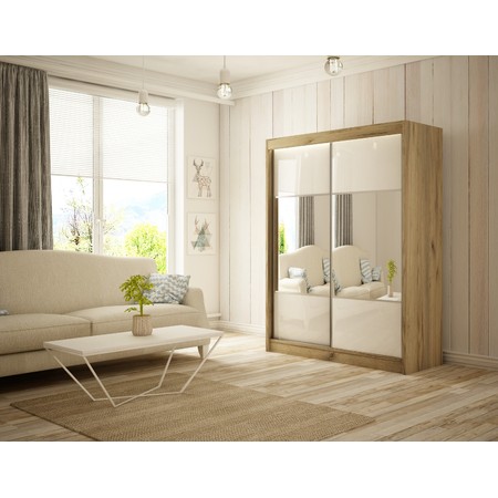 Kvalitní Šatní Skříň Rico 120 cm Bílá Dub craft Furniture