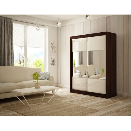 Kvalitní Šatní Skříň Rico 120 cm Bílá Wenge Furniture