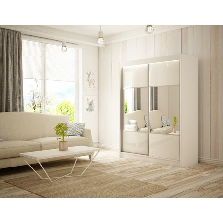 Kvalitní Šatní Skříň Rico 200 cm Vanilka Bílý mat Furniture