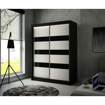 Kvalitní Šatní Skříň Solit 200 cm Černý Mat/ Bílý Mat Furniture
