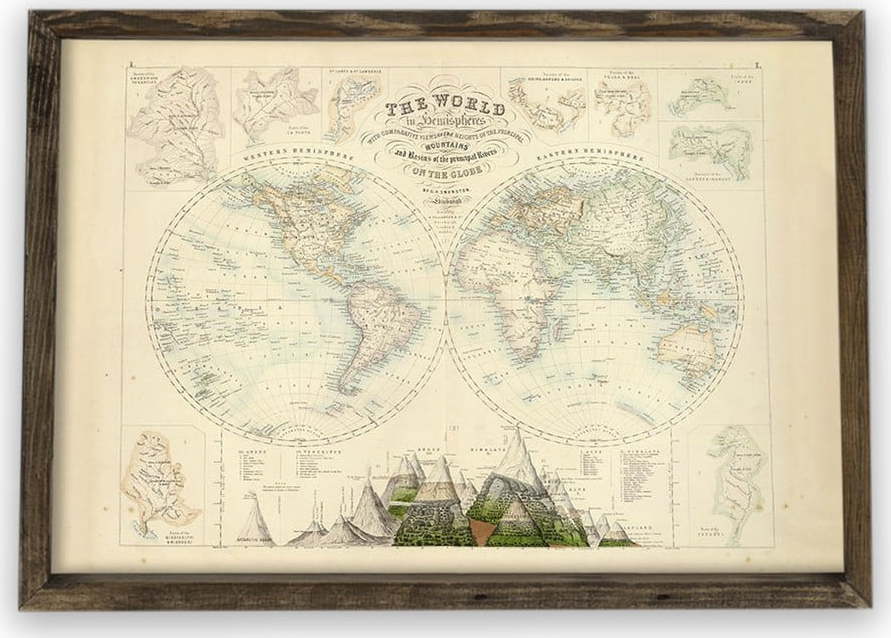 Obraz v dřevěném rámu Globe
