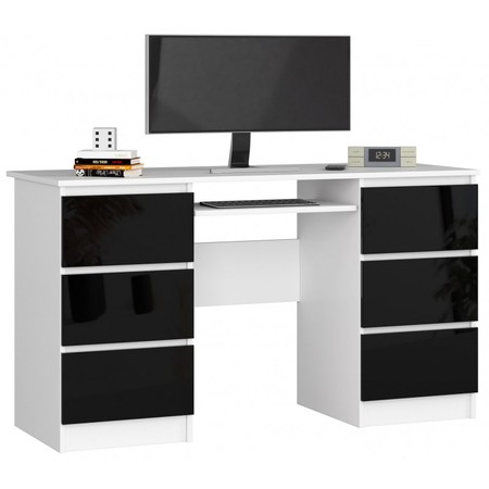 Počítačový stůl A-11 bílá/černá lesk Akord