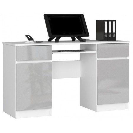Počítačový stůl A5 bílá/metalic lesk Akord