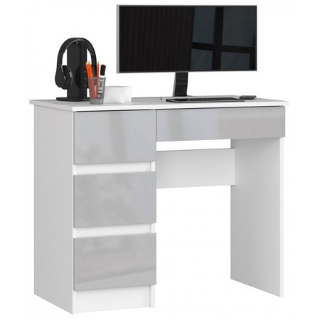 Počítačový stůl A7 levá bílá/metalic lesk Akord