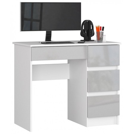 Počítačový stůl A7 pravá bílá/metalic lesk Akord