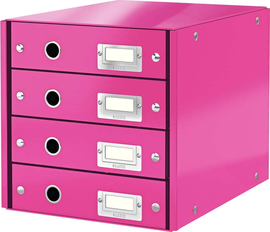Růžový box se 4 zásuvkami Leitz Office