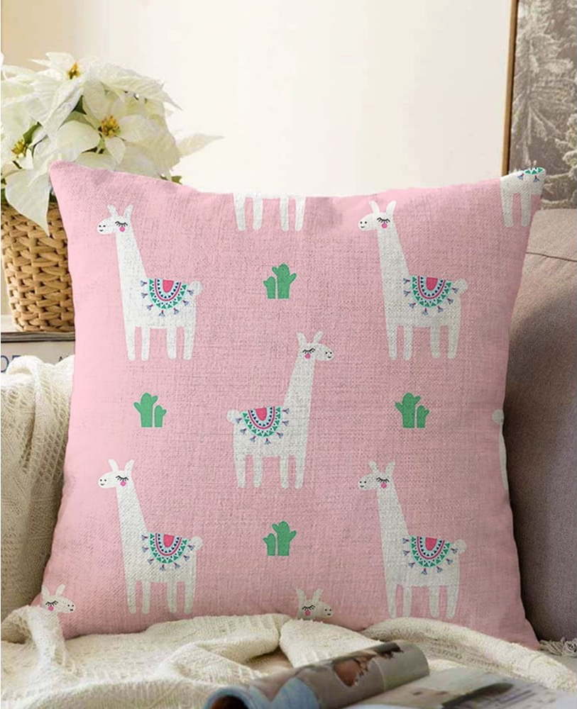Růžový povlak na polštář s příměsí bavlny Minimalist Cushion Covers Alpaca