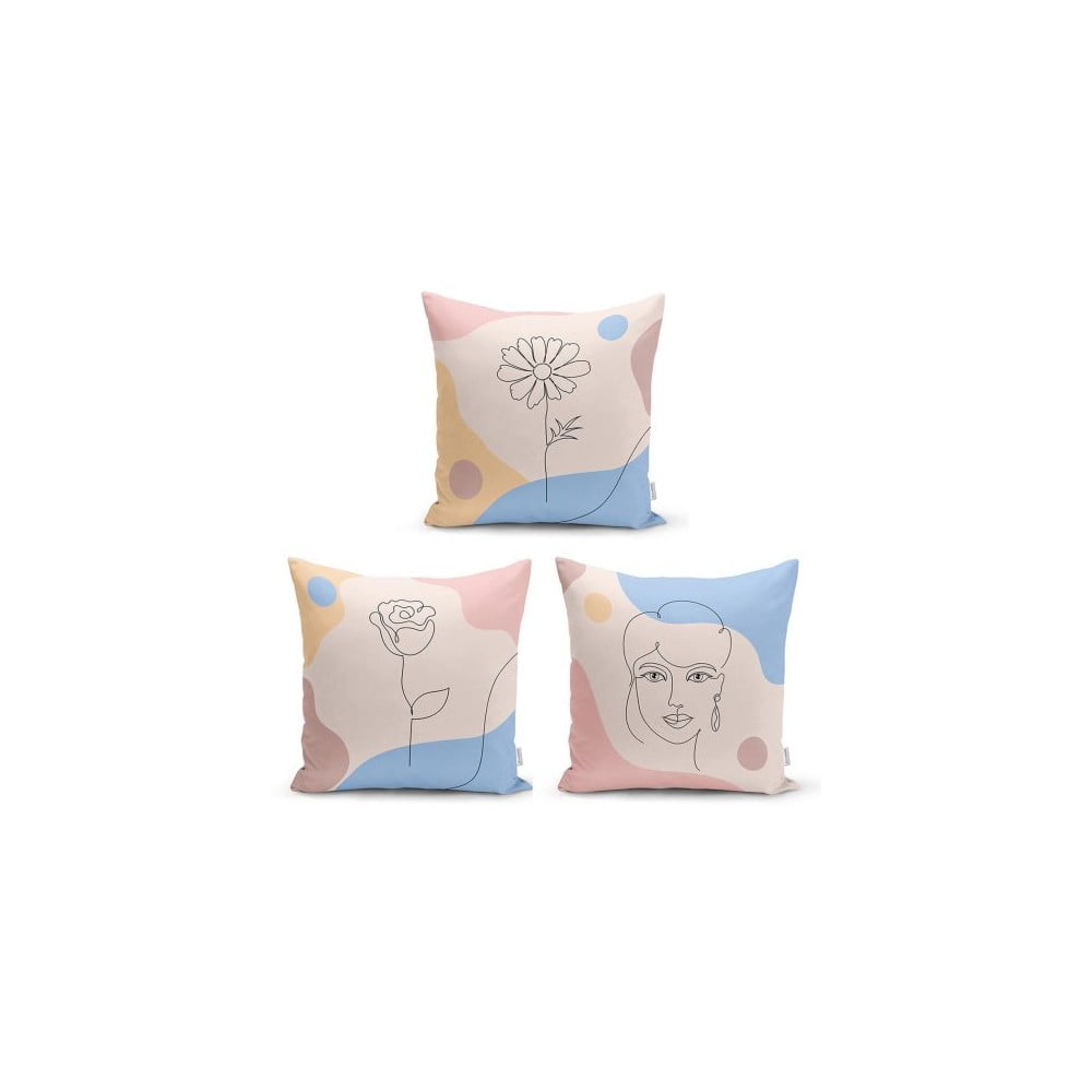 Sada 3 dekorativních povlaků na polštáře Minimalist Cushion Covers Minimalist