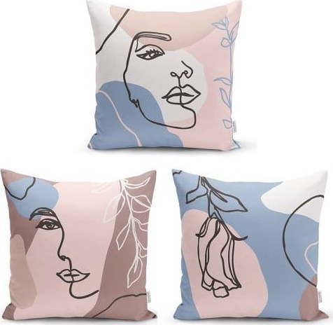 Sada 3 dekorativních povlaků na polštáře Minimalist Cushion Covers Minimalist Woman