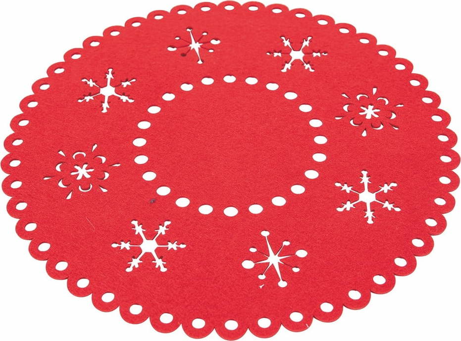 Sada 6 červených plstěných vánočních prostírání Villa d'Este Ornaments