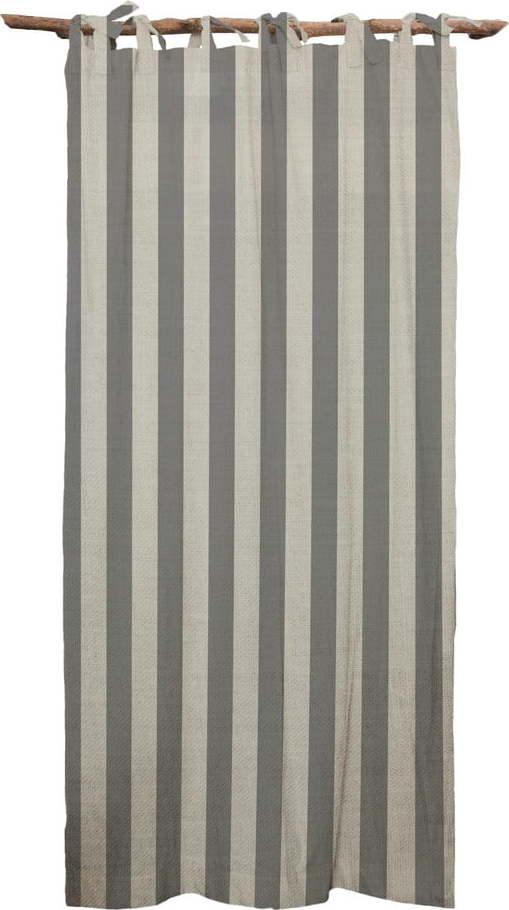 Šedý závěs Linen Cuture Cortina Hogar Grey Stripes Linen Couture
