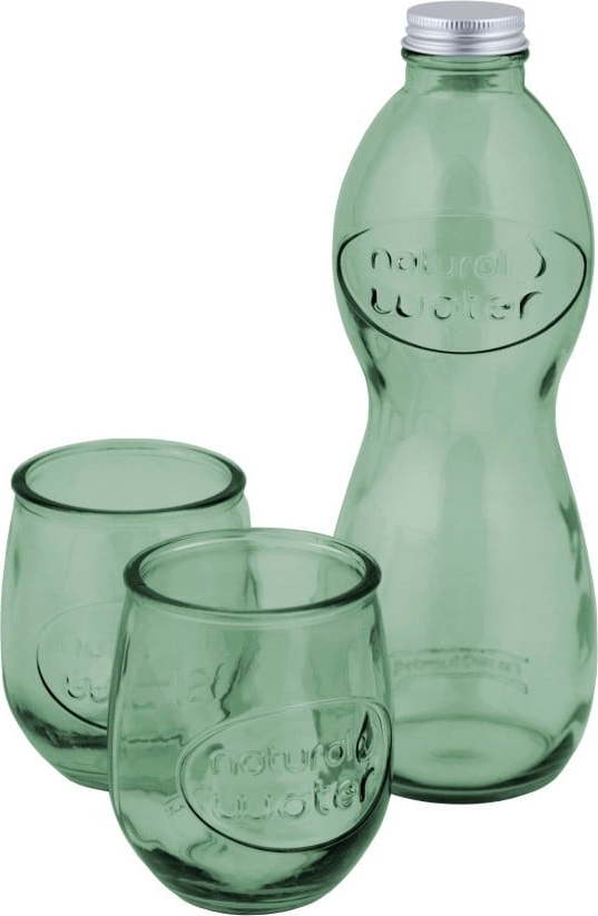 Set světle zelené lahve na vodu a 2 sklenic z recyklovaného skla Ego Dekor Water Ego Dekor