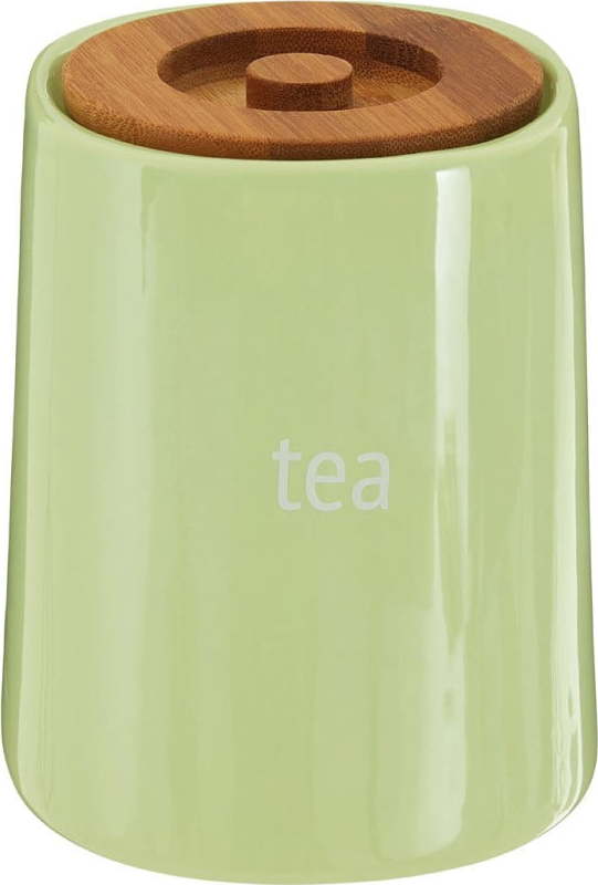 Zelená dóza na čaj s bambusovým víkem Premier Housewares Fletcher