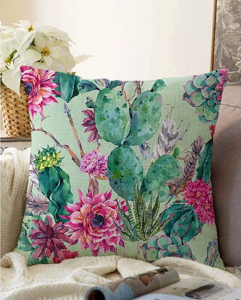Zelený povlak na polštář s příměsí bavlny Minimalist Cushion Covers Cactus