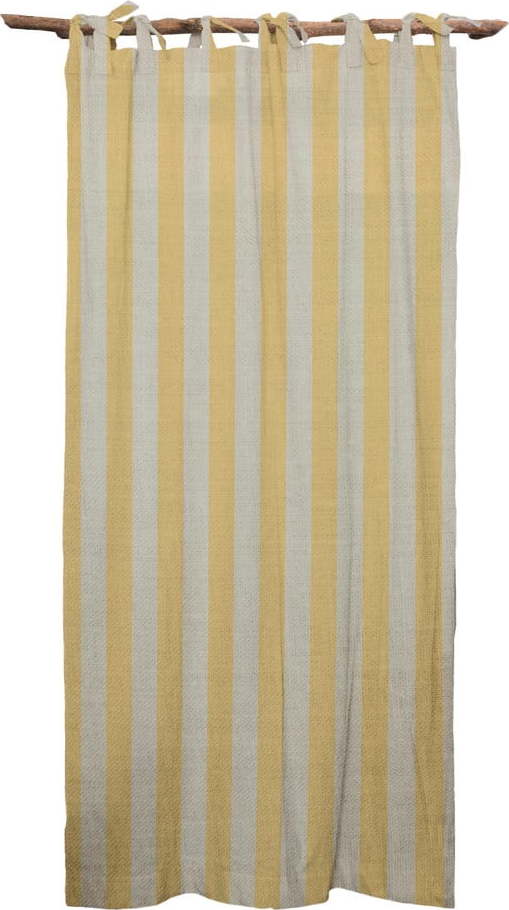 Žlutý závěs Linen Cuture Cortina Hogar Yellow Stripes Linen Couture