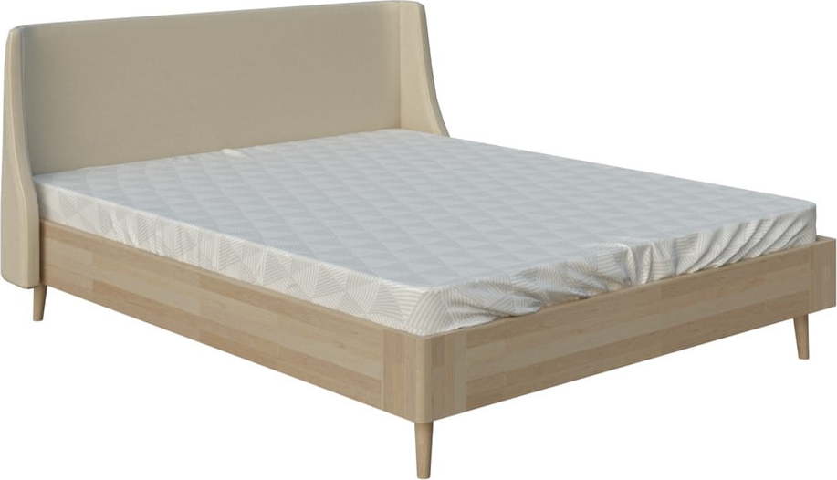 Béžová dvoulůžková postel ProSpánek Lagom Side Wood
