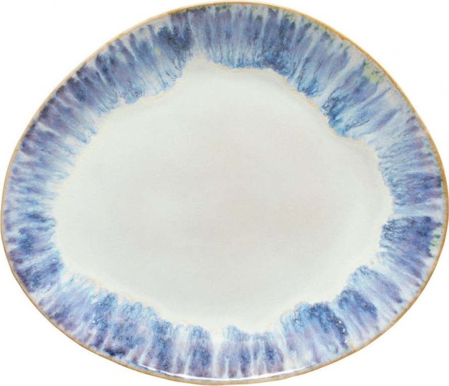 Bílo-modrý kameninový oválný talíř Costa Nova Brisa