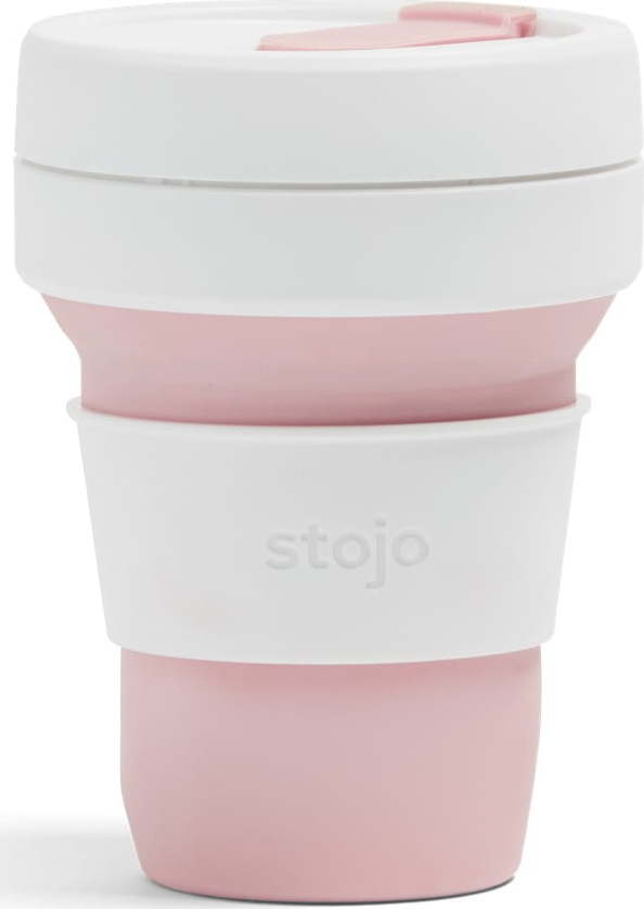 Bílo-růžový skládací termohrnek Stojo Pocket Cup Rose