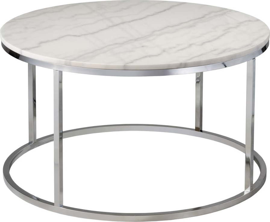 Bílý mramorový konferenční stolek s chromovaným podnožím RGE Accent