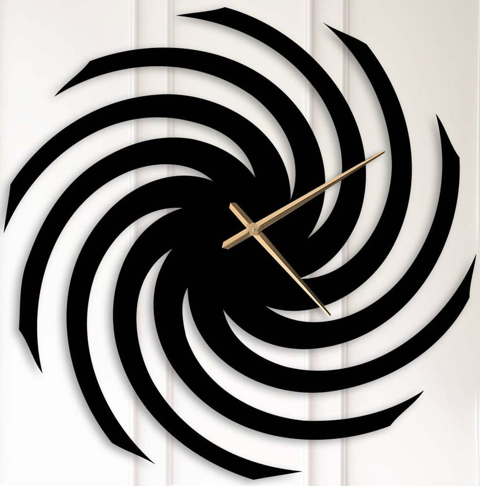Černé kovové nástěnné hodiny Kate Louise Wave Kate Louise