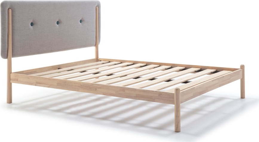 Dřevěná postel s šedým čelem Marckeric Annie
