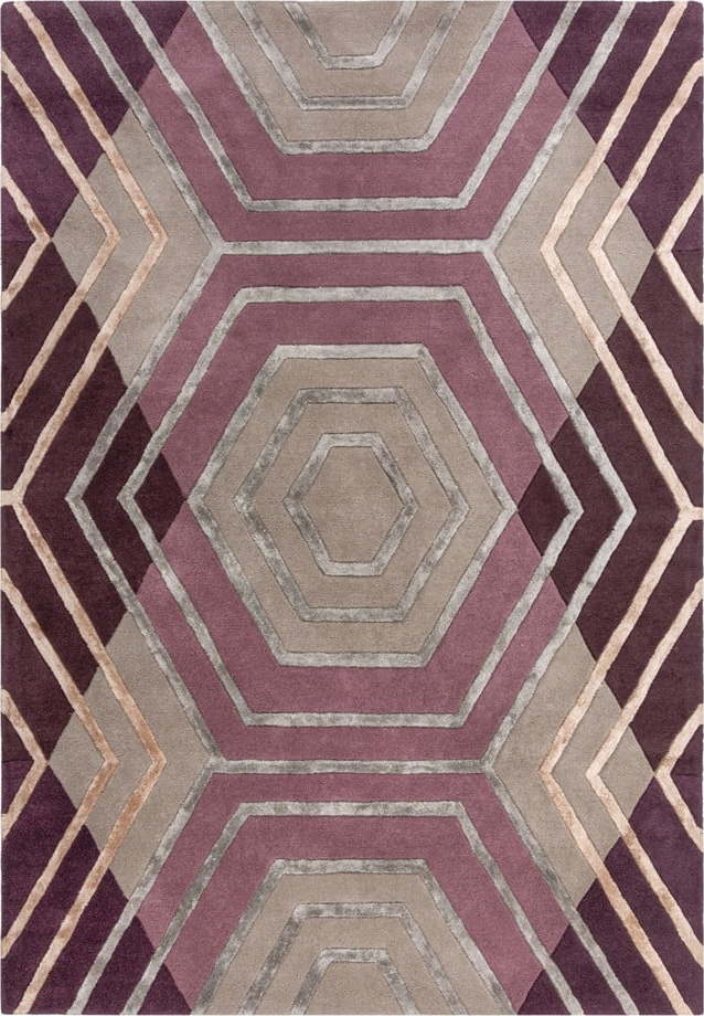 Fialový vlněný koberec Flair Rugs Harlow