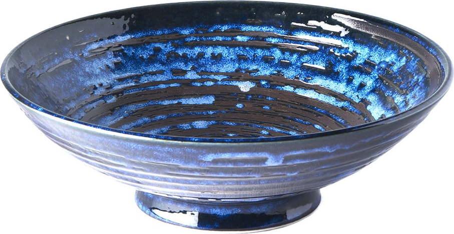 Modrá keramická servírovací mísa MIJ Copper Swirl