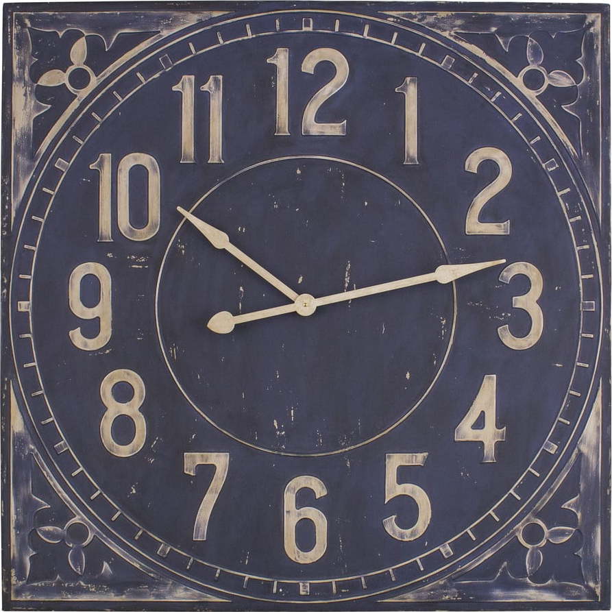 Modré nástěnné hodiny Antic Line Industrielle 99 x 99 cm Antic Line