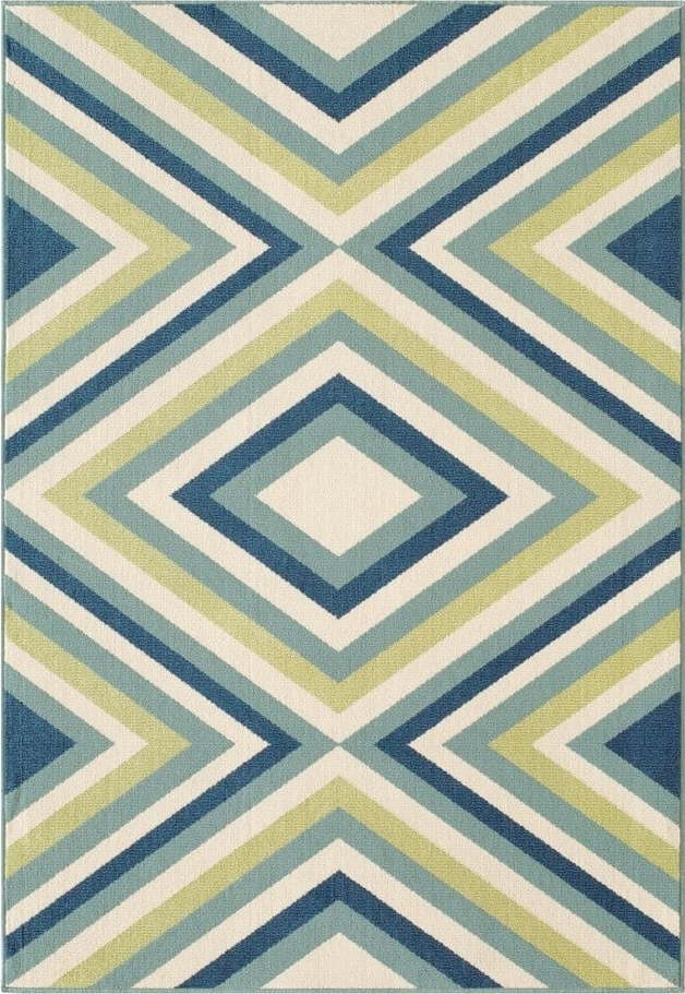 Modro-zelený venkovní koberec Floorita Rombi