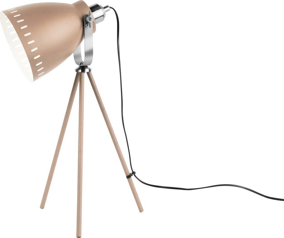 Pískově hnědá stolní lampa s detaily ve stříbrné barvě Leitmotiv Mingle Leitmotiv