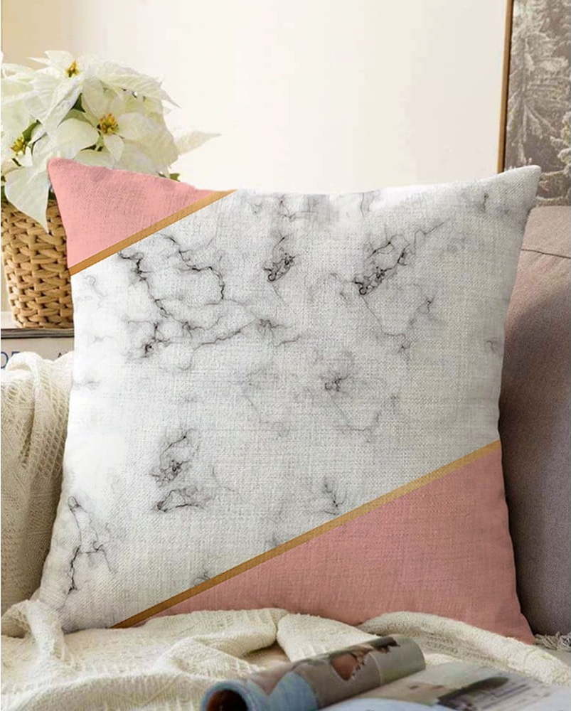 Povlak na polštář s příměsí bavlny Minimalist Cushion Covers Girly Marble