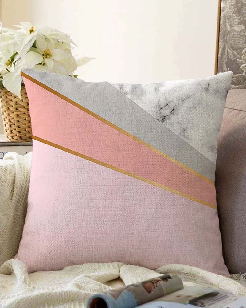 Růžovo-šedý povlak na polštář s příměsí bavlny Minimalist Cushion Covers Marble