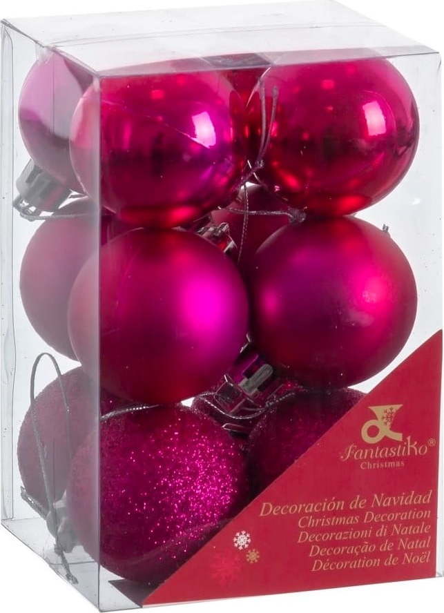 Sada 12 fialových vánočních ozdob Unimasa Navidad Unimasa