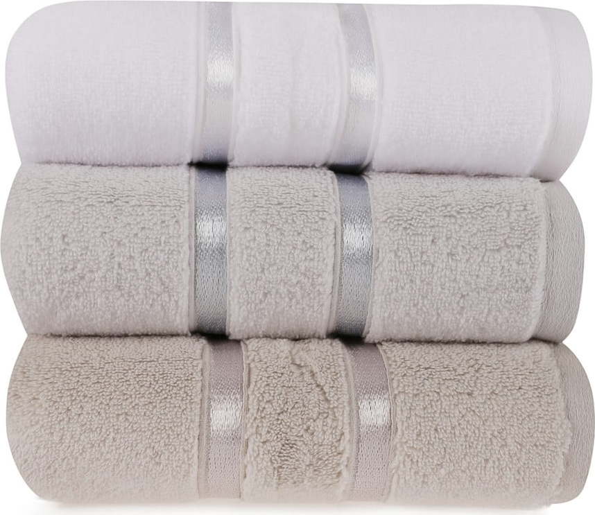 Sada 3 béžových bavlněných ručníků Hobby Dolce