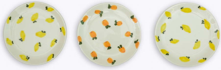 Sada 3 dezertních keramických talířů Madre Selva Lemons and Oranges