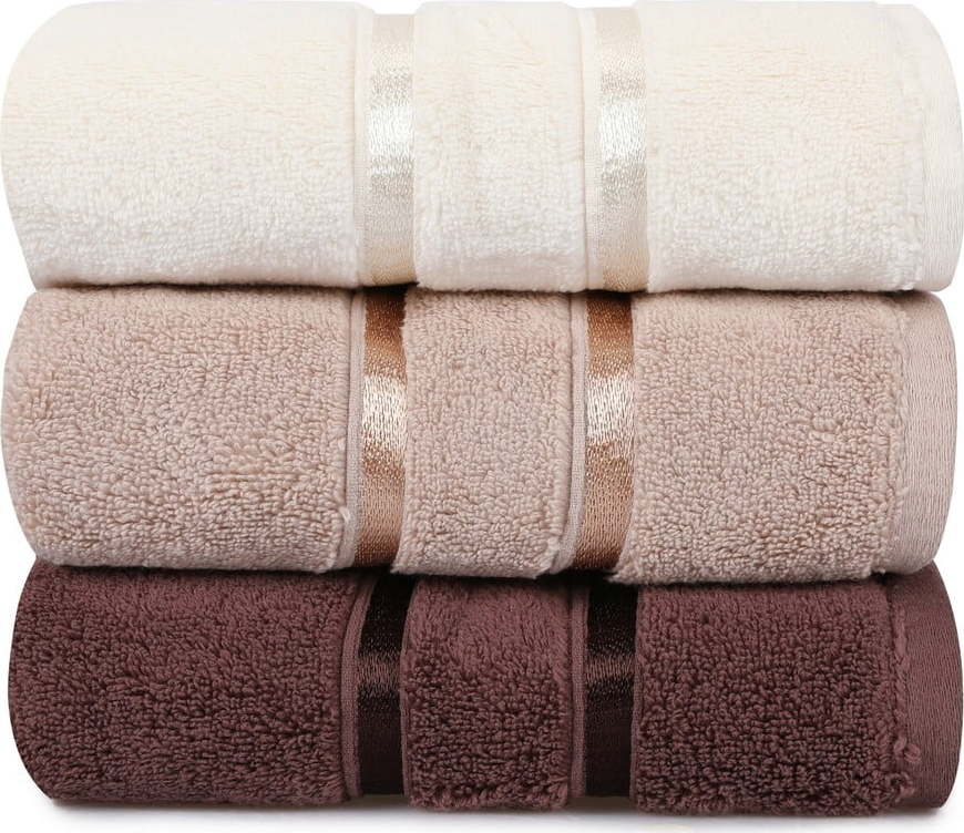 Sada 3 hnědých bavlněných ručníků Hobby Dolce