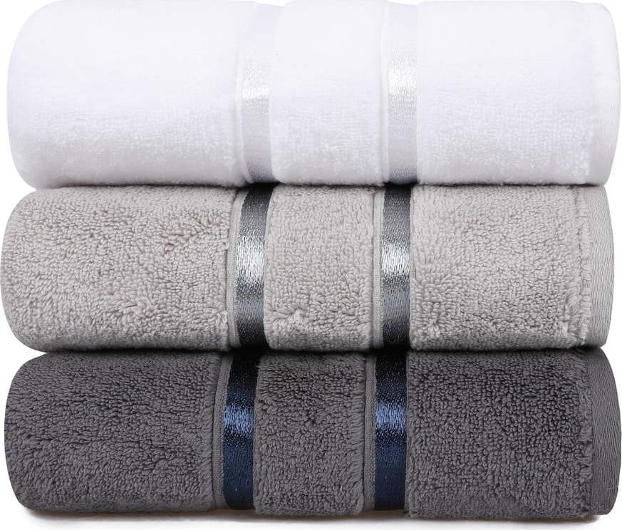 Sada 3 šedých bavlněných ručníků Hobby Dolce