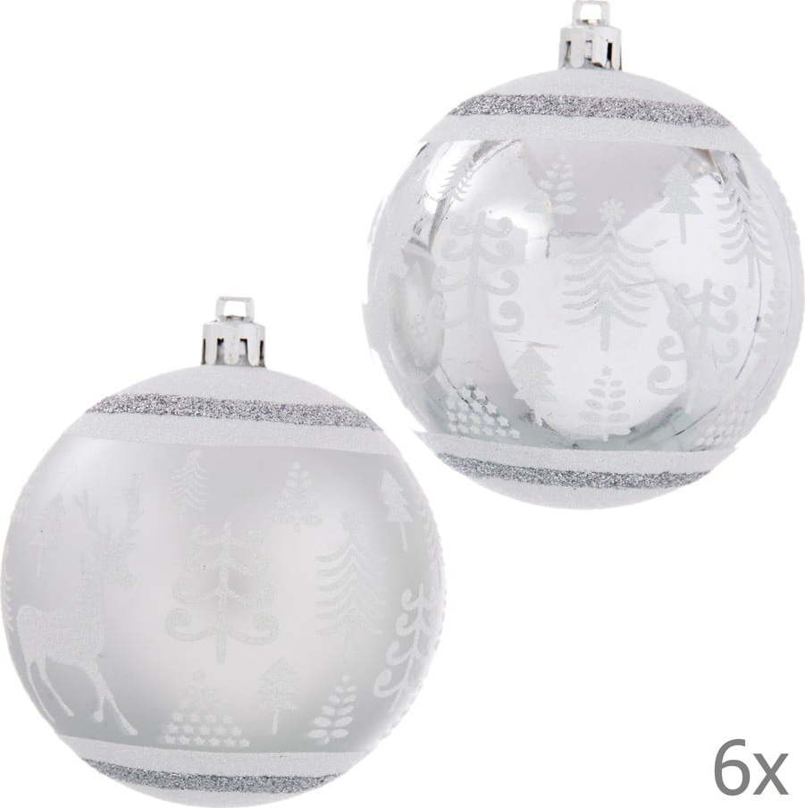 Sada 6 vánočních ozdob ve stříbrné barvě Unimasa Deer Unimasa