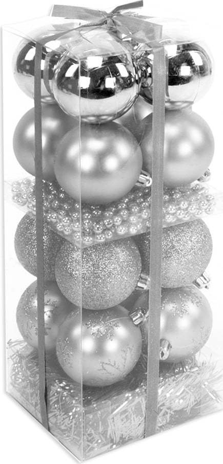 Set 16 vánočních ozdob a girlandy ve stříbrné Unimasa Brightness Unimasa