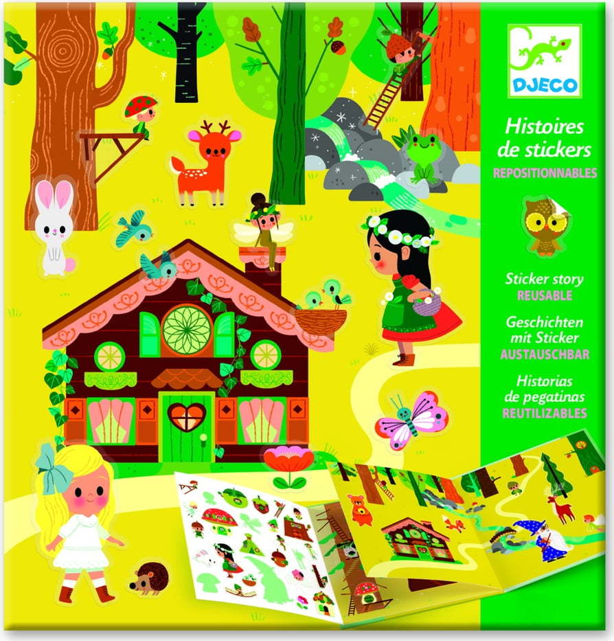 Set knihy s přemístitelnými samolepkami Djeco Forest Sticker Story DJECO