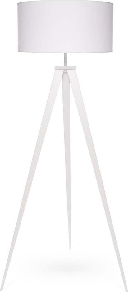 Stojací lampa s bílými kovovými nohami a bílým stínidlem loomi.design Kiki loomi.design