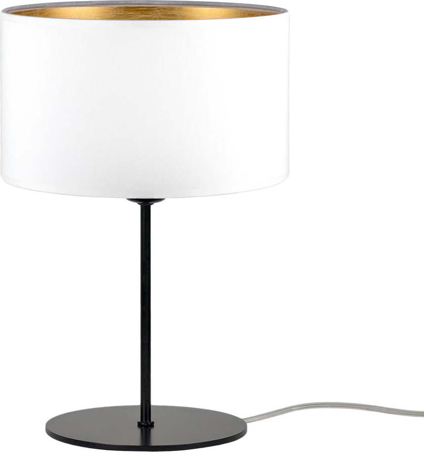 Bílá stolní lampa s detailem ve zlaté barvě Bulb Attack Tres S
