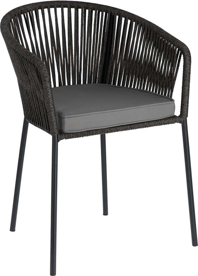 Černá zahradní židle s ocelovou konstrukcí La Forma Yanet Kave Home