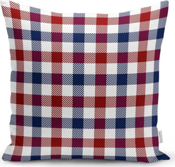 Červeno-modrý dekorativní povlak na polštář Minimalist Cushion Covers Flannel