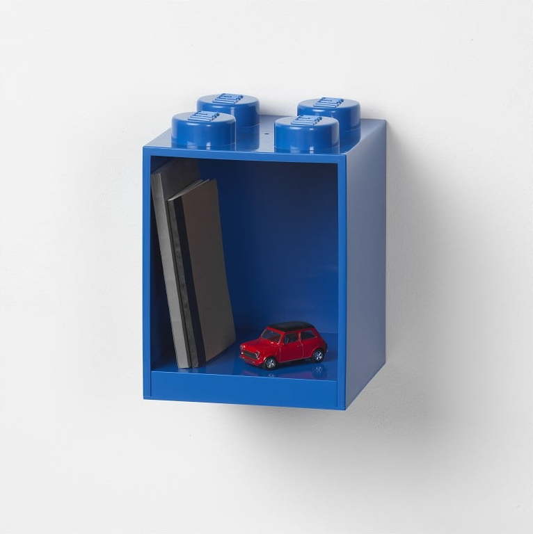 Dětská modrá nástěnná police LEGO® Brick 4 LEGO