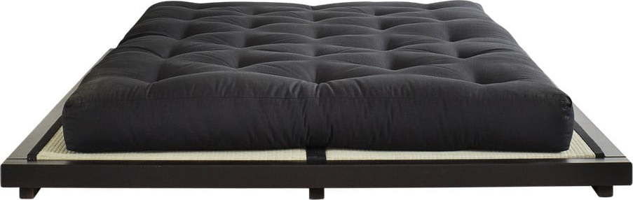 Dvoulůžková postel z borovicového dřeva s matrací Karup Design Dock Double Latex Black/Black